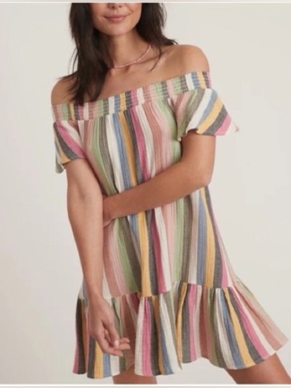 Marine Layer Shirley Bold Stripe Gauzey Cotton Minidress Women’s Large